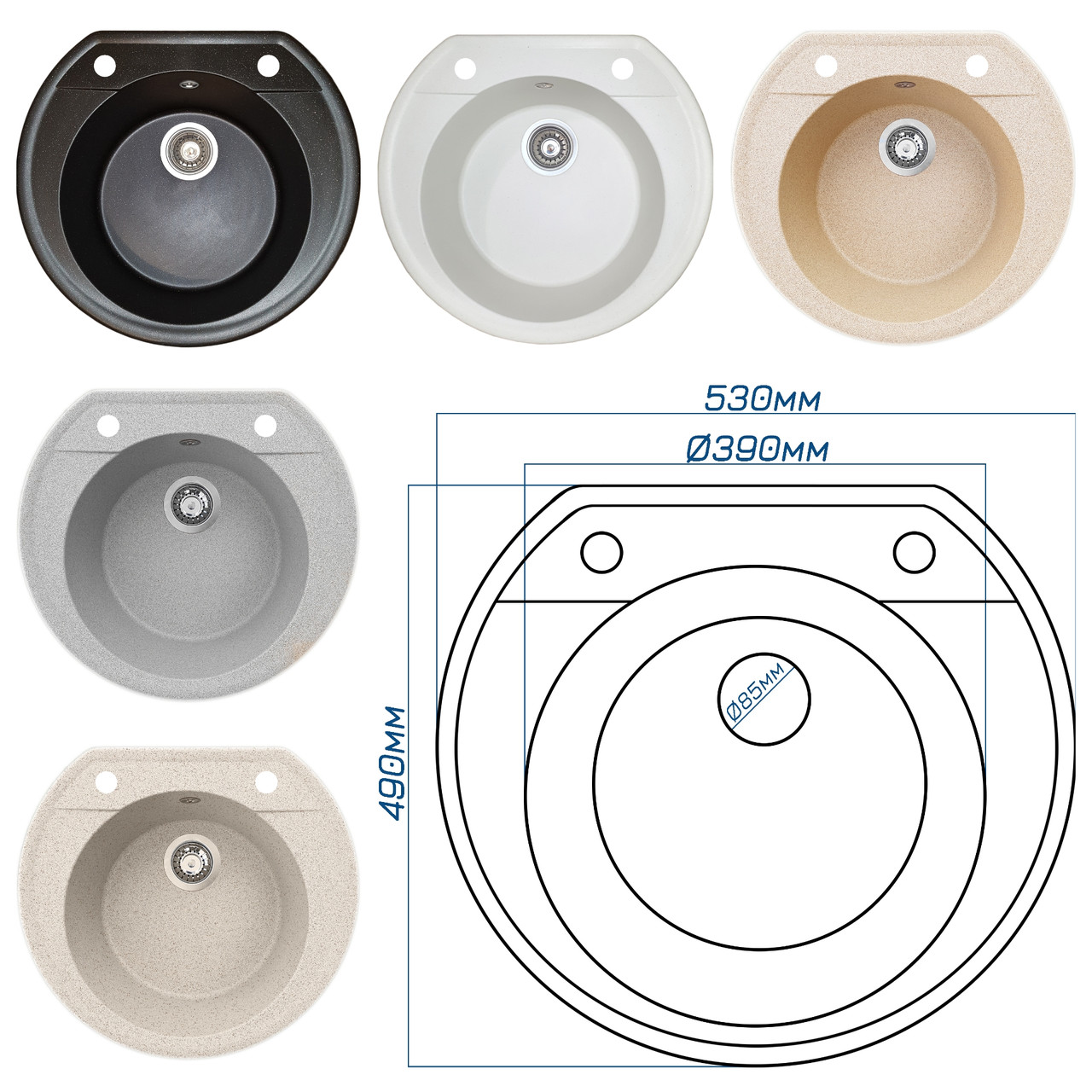 Гранітна кухонна мийка Romzha Janta. Гранітні мийки, мийки на кухню, раковина на кухню, фото 1