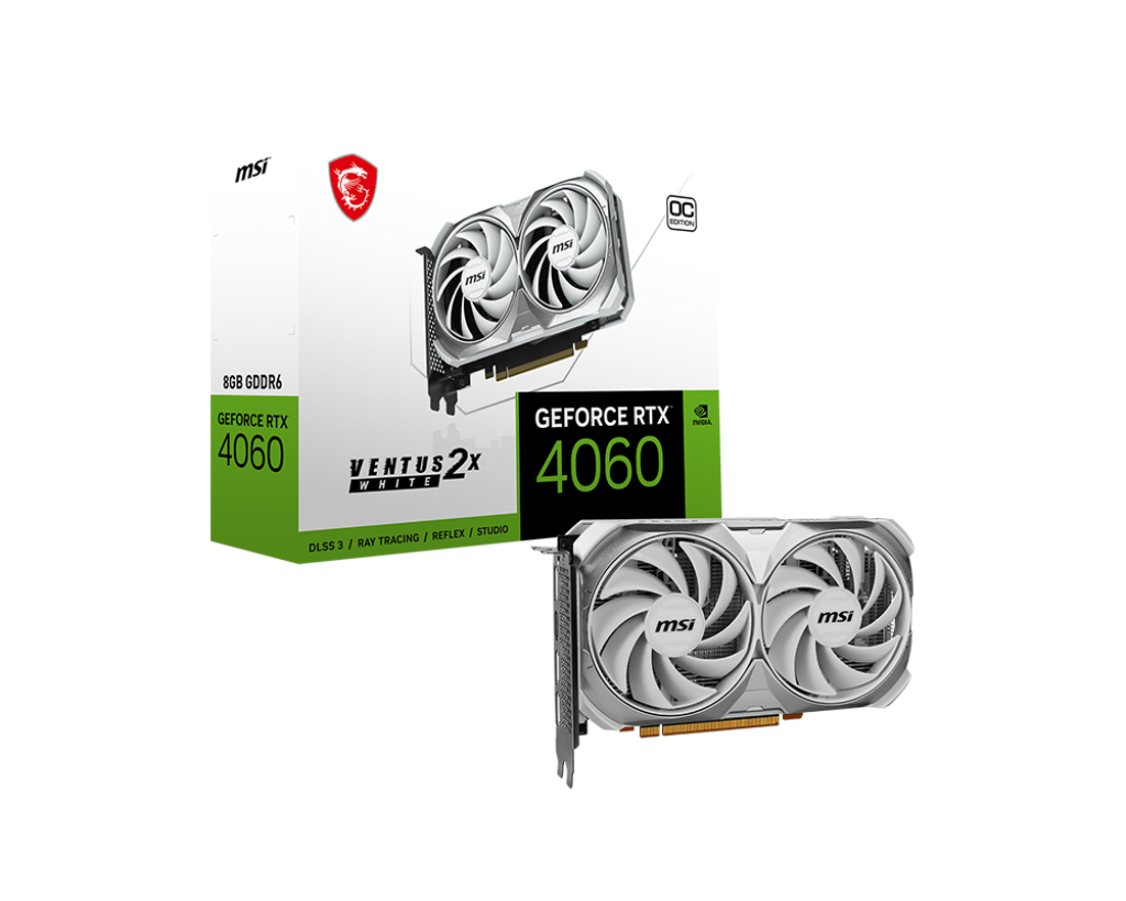 Відеокарта GeForce RTX 4060 8GB MSI Ventus 2X OC White (RTX 4060 VENTUS 2X WHITE 8G OC)
