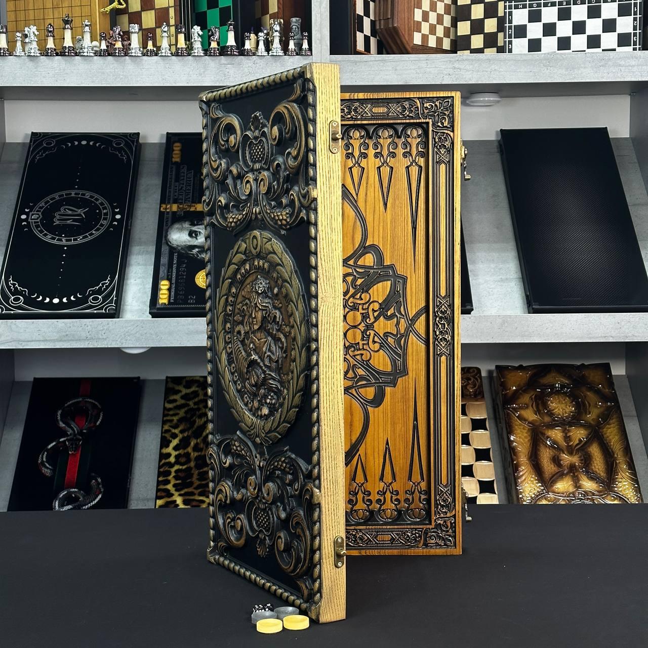 Нарди деревяні подарункові з ясеня Діва 64х32 см, фото 1