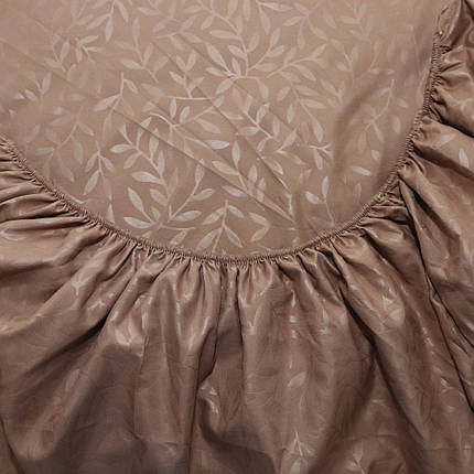 Мікрофіброве натяжне простирадло на гумці (140*200*25) двоспальне коричневе однотонне з гілочками, фото 2