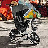 Велосипед триколісний з батьківською ручкою Best Trike (поворот сидіння, фара) Marco 9155 / 603-85 Сірий