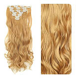 Волосся треси на заколках накладне хвилясте руде (16ZAK-W27), фото 2