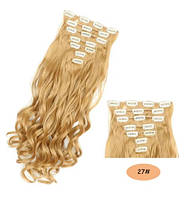 Волосся треси на заколках накладне хвилясте руде (16ZAK-W27)