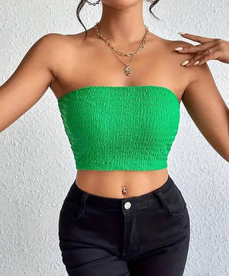 Стильний зелений топ з жатки