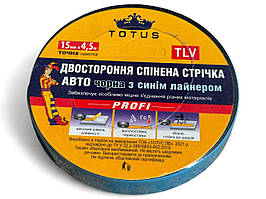 Двостороння спінена стрічка АВТО Totus 15мм*4,5м чорна