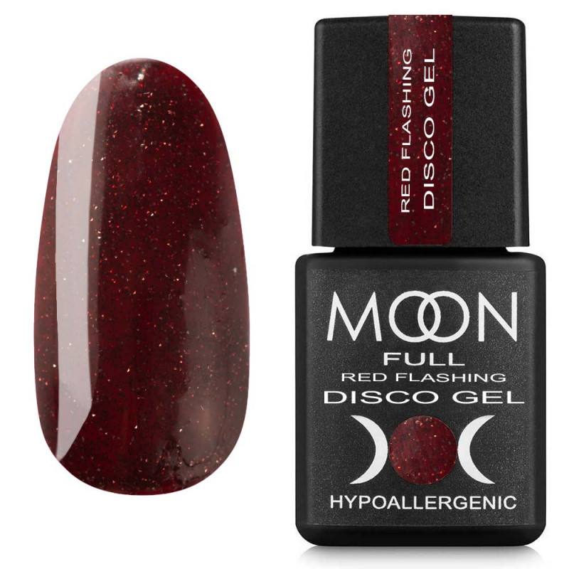 Світловідбивний Гель-лак Moon Full Red Flasing Disco Gel 8 мл №FD08 9046, фото 1