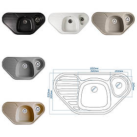 Гранітна кухонна мийка Romzha Elegancia 95B. Врізна мийка на кухню, гранітні мийки, мийки на кухню