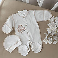 Чоловічок "Восьминіжка" з вишивкою, шапочка Молочний/кавовий Кулір арт.91449812  Зріст 38-28(р)