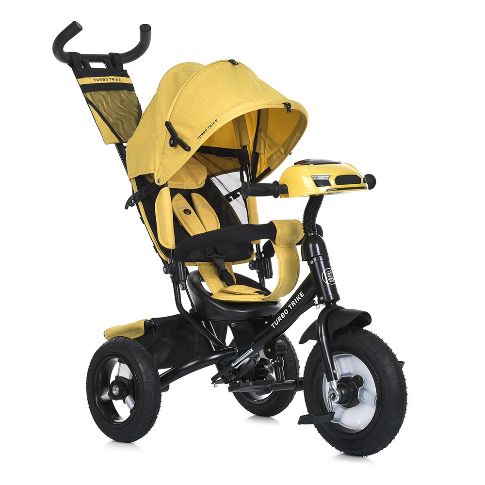 Дитячий триколісний велосипед Turbo Trike MT 1006-10 зі світлом музикою і батьківською ручкою жовтий, фото 1