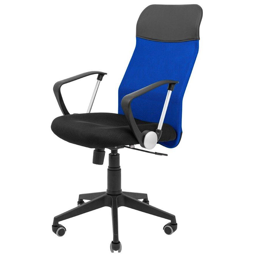 Офісне крісло із сітковою спинкою синього кольору, сидіння чорне хрестовина пластикова Ультра Ю Ultra U Richman, фото 1
