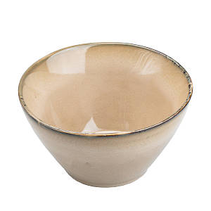 Керамічна глибока тарілка 500 мл у стилі ретро бежева