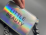 Дефект! Жіноча дитяча прямокутна голографічна сумка крос-боді LITTLE BEAUTY сіра срібна, фото 3