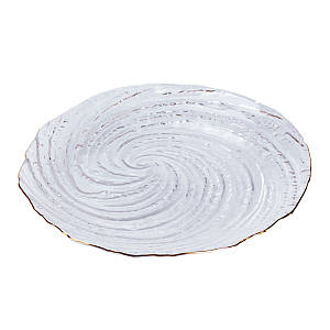 Скляна десертна тарілка із золотим обідком блюдо для сервірування столу прозоре