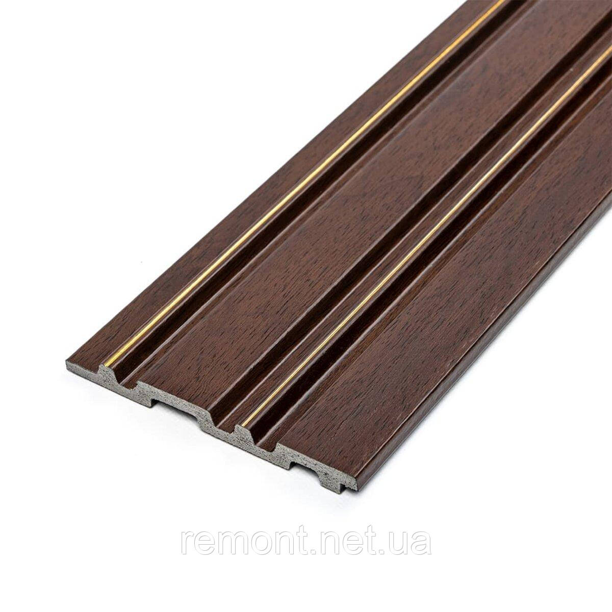 Рейка декоративна PS 2900х120х12мм Темний горіх із золотом SW-00002131-, фото 1