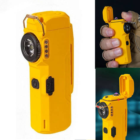 Ліхтар запальничка Multifunctional D51-SMD yellow, Li-Ion акумулятора, індикація заряду, ЗП Type-C, фото 1