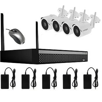 Система відеоспостереження на 4 WIFI камери з реєстратором та мишкою FULL KIT HD Комплект камер відеоспостереження