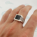 Чоловічі срібні перстні з чорним каменем. Кольца чоловічі з оніксом і золотом 20 розмір, фото 2