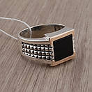 Чоловічі срібні перстні з чорним каменем. Кольца чоловічі з оніксом і золотом 20 розмір, фото 5