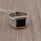 Чоловічі срібні перстні з чорним каменем. Кольца чоловічі з оніксом і золотом 20 розмір, фото 7