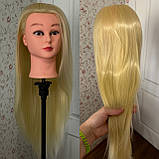 Манекен голова для плетіння зачісок стрижки перукарська манікен із волоссям, фото 3
