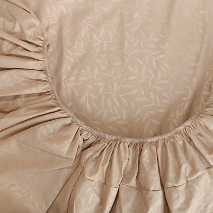 Натяжне захисне простирадло-чохол із мікрофібри на гумці (120*200*25) однотонне з гілочками на бежевому, фото 2