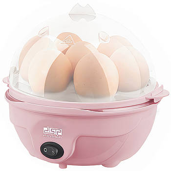 Електричне компактне яйцеварка для дому на 7 яєць DSP KA5016 Pink Пристрій для варіння яєць