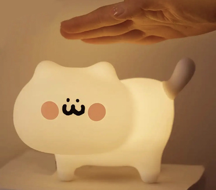 Світильник Акумуляторний Cat Sleep Lamp Нічник Бездротовий Силіконовий Кот (01006)