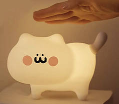 Світильник Акумуляторний Cat Sleep Lamp Нічник Бездротовий Силіконовий Кот (01006)