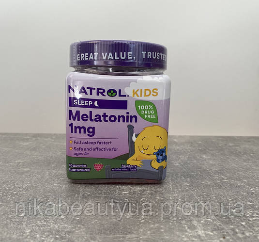 Natrol Melatonin Kids Мелатонин для детей от 4 лет, малина, 60 ...