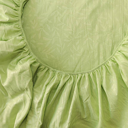 Світло-салатове натяжне простирадло мікрофібра на гумці (120*200*25) полуторне однотонне з гілочками, фото 2