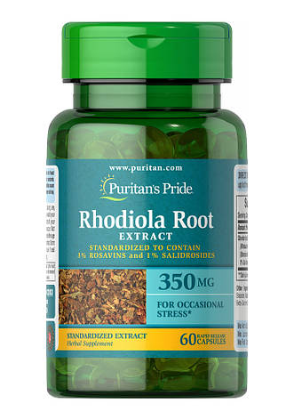 Екстракт Родіола рожева Puritan's Pride Rhodiola Root 350 мг 60 капс США, фото 1
