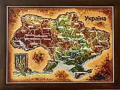Картина з бурштину "Карта України" 50*70 см, карта України з бурштину