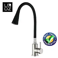 Змішувач для кухні з неіржавкої сталі з гнучким чорним виливом Кран на кухню одноважільний Lidz Aria 015F31