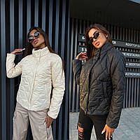 Жіноча осіння куртка 42, 44, 46 чорний, світло-бежевий