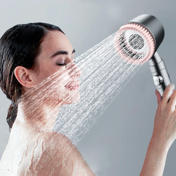 Насадка для душу з фільтром та щіткою для масажу Сіра, фото 1