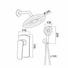Душова система універсальна Qtap Slavonice прихованого монтажу на два споживачі QTSLA113BLM45900 Black Matt, фото 2