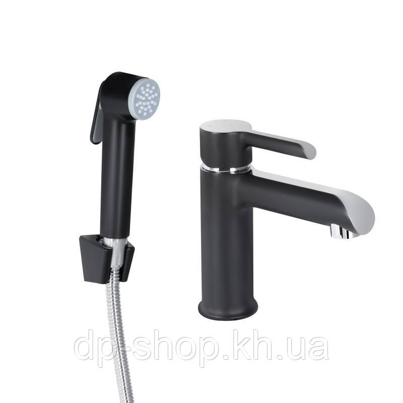Змішувач для раковини Qtap Grand (з гігієнічним душем) QTGRA272CRB45672 Chrome/Black, фото 1