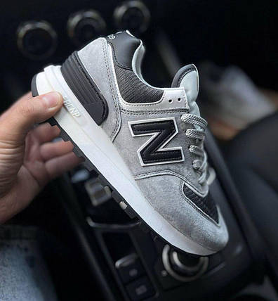 Жіночі кросівки New Balance 574 Legacy Gray Black Нью Беланс 574 сірі з чорним натуральна замша текстиль демісезон, фото 1