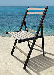 Стілець садовий розкладний з натурального дерева Пікнік бук натуральний/венге, стілець складний зі спинкою