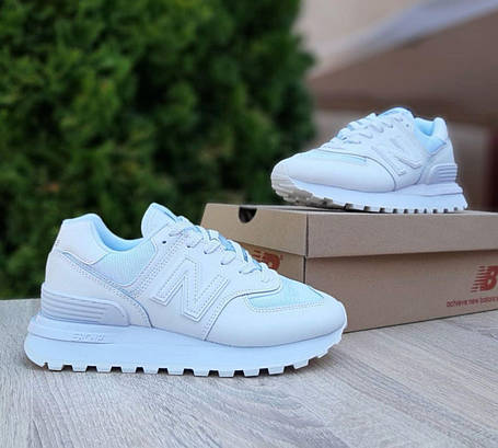 Жіночі кросівки New Balance 574 Legacy All White Нью Беланс 574 Легасі білі замша текстиль демісезон, фото 1