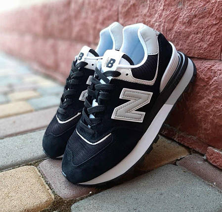 Жіночі кросівки New Balance 574 Legacy Black White Нью Беланс 574 чорно білі замша сітка демісезон, фото 1