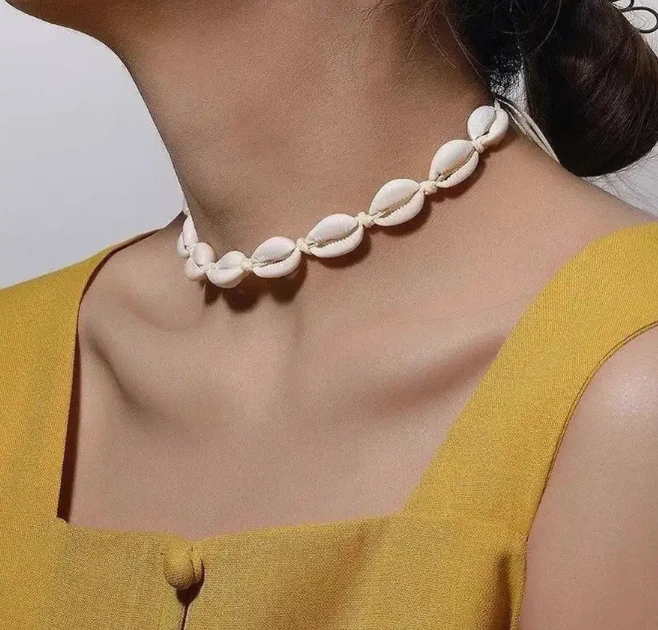 Чокер на шию з черепашок каурі Fashion Jewerly пляжне намисто