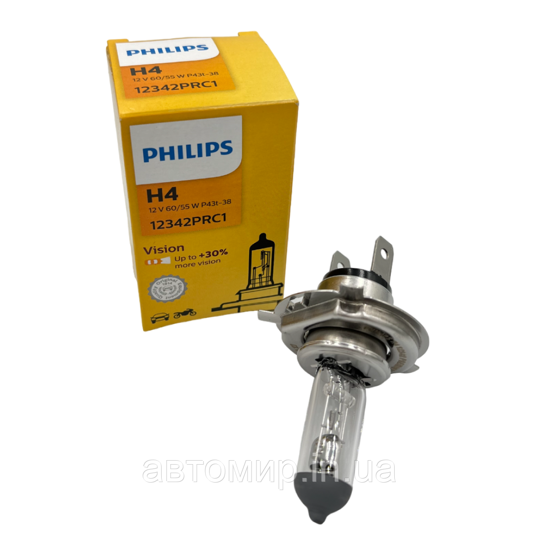 Галогенні лампи Philips Vision +30% H4 12V 55W