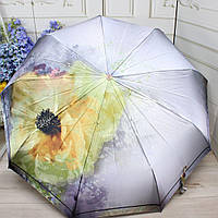 Жіночий автомат зонт з системою антивітер 9 спиць 99 см диаметр жовтий