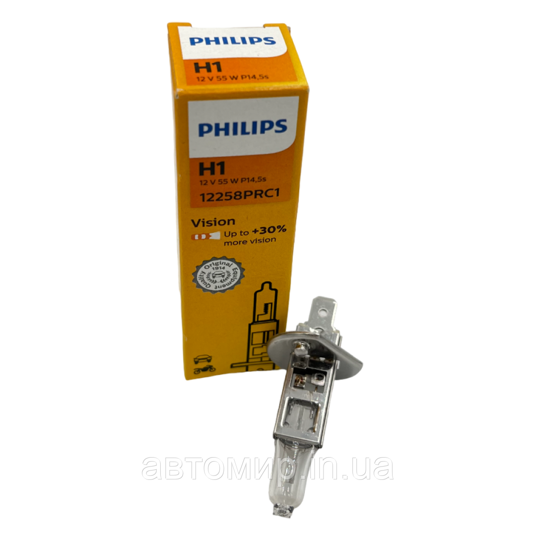 Галогенні лампи Philips Vision +30% H1 12V 55W, фото 1