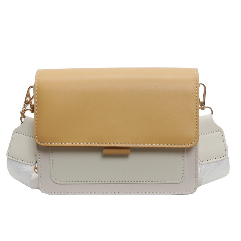 Жіноча сумка крос-боді на широкому ремінці жовта, фото 1