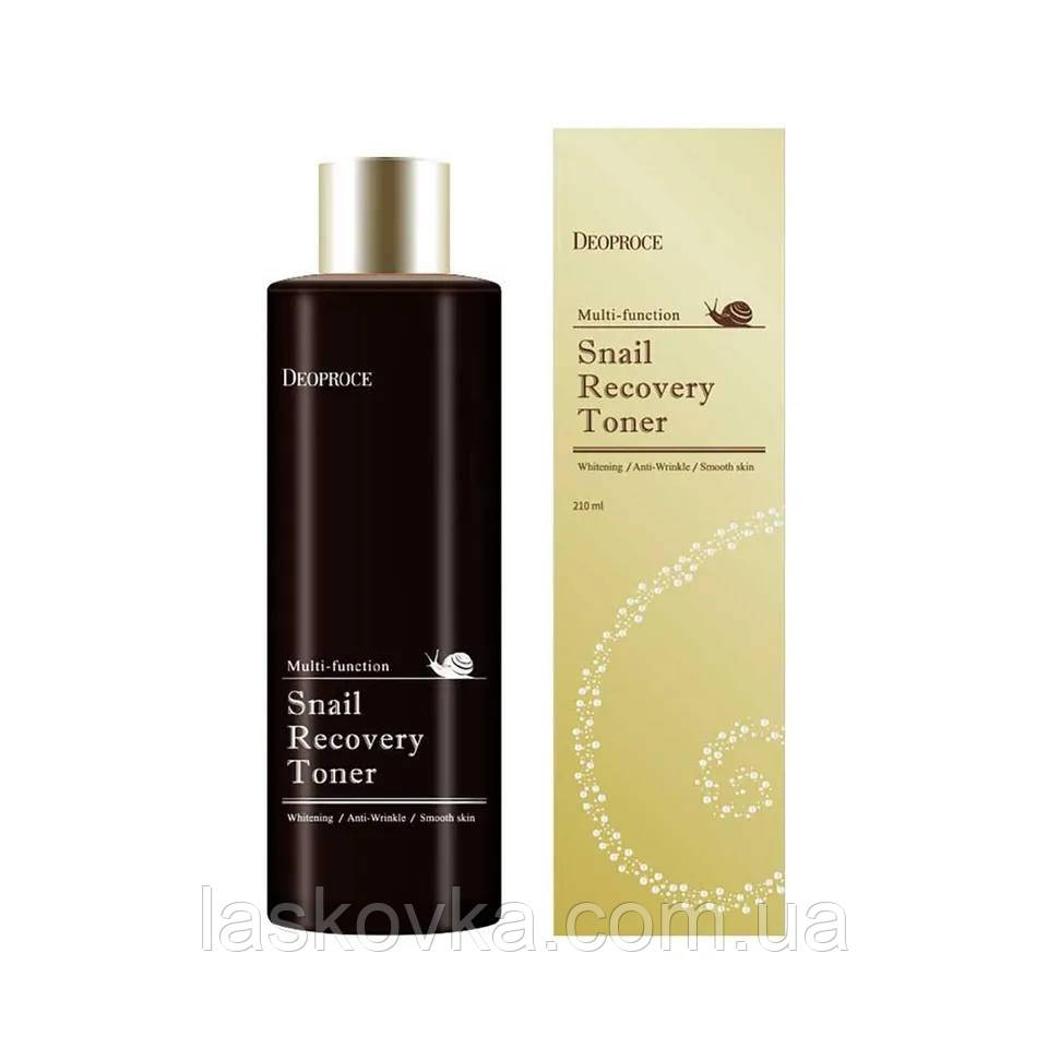 Відновлюючий тонер з муцином равлика Deoproce Snail Recovery Toner, 210 мл, фото 1