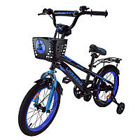 Велосипед дитячий 2-колісний 14" Like2bike Sky 241404, чорно-синій, з дзвінком, ручне гальмо