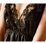 Спокусливий набір халатик і пеньюар з мереживом з шовку Армані - чорний (КОМП-ХАЛ-ПІН-РЕЗ-ЧОР), фото 7
