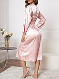 Стильний атласний довгий халат - пудра S (ХАЛ-ДОВГ-ПУДР), фото 2